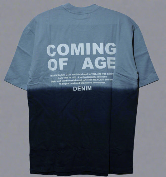 Coming of Age Print Oversized Blue T-Shirt
